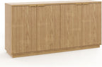 Fluted Sideboard Buffet Cabinet with Storage,63" Modern Credenza Storage Cabinet with Doors and Adjustable Shelves,Wooden Buffet Cabinet for Kitchen,Living Room,Natural Oak