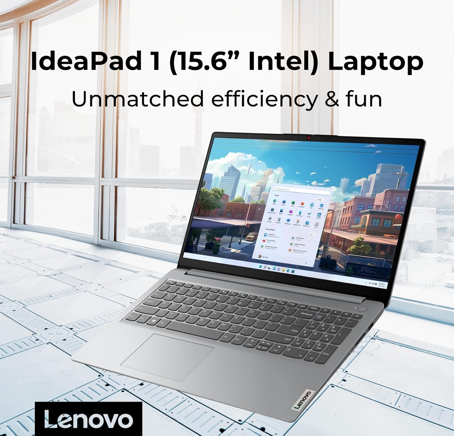 Lenovo IdeaPad 1 Student Laptop  15.6" FHD Display  Intel Dual Core Processor  12GB RAM  512GB SSD + 128GB eMMC  1 Year Office 365  Wi-Fi 6  Webcam  Bluetooth  SD Card Reader  Windows 11 Home  Grey