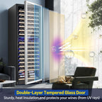 AAOBOSI Wine Cooler Refridgerator 24 Inch, 176 Bottles Dual Zone Wine Fridge with Double-Layer Tempered Glass Door and Temperature Memory Fuction,Built-in or Freestanding.