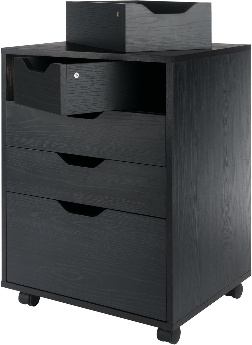 Winsome Halifax Mobile Storage Cabinet with 5 Drawers in Black, Stylish & Functional Home Storage Cabinet for Filing, Kitchen Organization, Moveable Furniture for Office, Dorms, Apartments