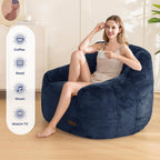 MAXYOYO Bean Bag Chair, Comfy Bean Bag Sofa with Back Support, Faux Fur Bean Bag Chair for Adults and Kids, Stuffed Floor Sofa for Living Room, Bedroom, Apartment, Navy