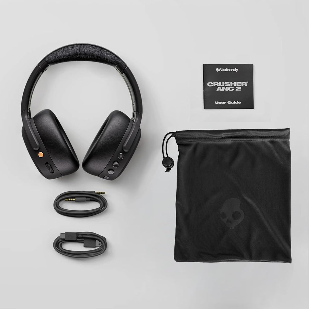 Skullcandy Crusher ANC 2 Wireless Over-Ear Bluetooth Headphones with Multi-Sensory Bass  Active Noise Cancelling  Up to 60 Hours Battery  Microphone for iPhone Android - Hazard