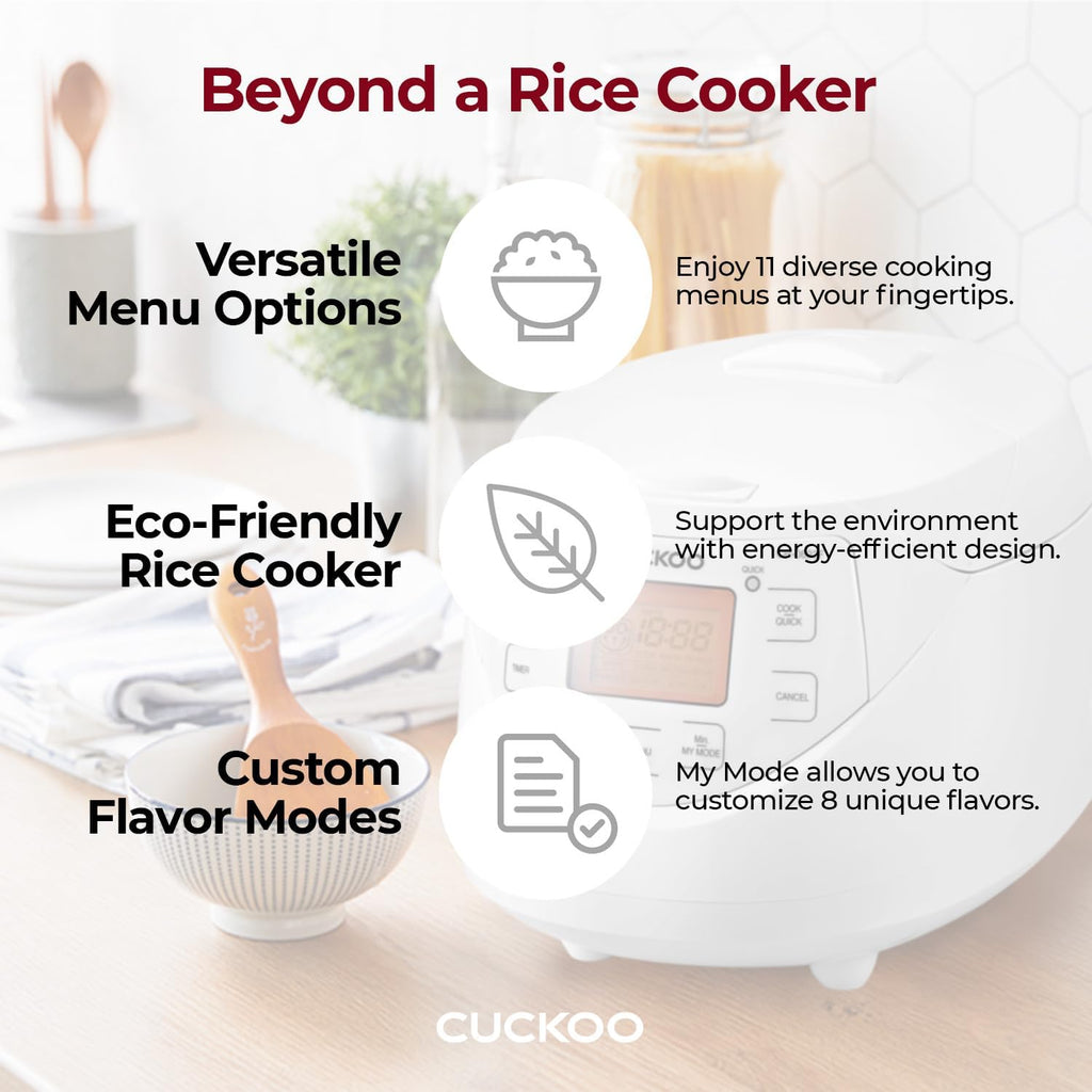 CUCKOO Micom Rice Cooker 6 Cup Uncooked / 12 Cup Cooked, Korean Fuzzy Logic Rice Cooker with Delay Timer & Keep Warm Setting, Versatile Food Steamer with Non-Stick Inner Pot, White (CR-0633F)