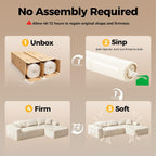 108” Cloud Sectional Couch, Modern Modular Sectional Sofa with Deep Seat, Corduroy Boneless Couches with Chaise, L-Shaped Sofa for Living Room, 4 Storage Pockets (Right Facing Chaise, Beige)
