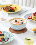 vancasso SELENE Plates and Bowls Set for 6, 18 Pieces Dinnerware Sets, Mircowave and Dishwasher Safe Dishes Set, Porcelain Pastel Dinnerware