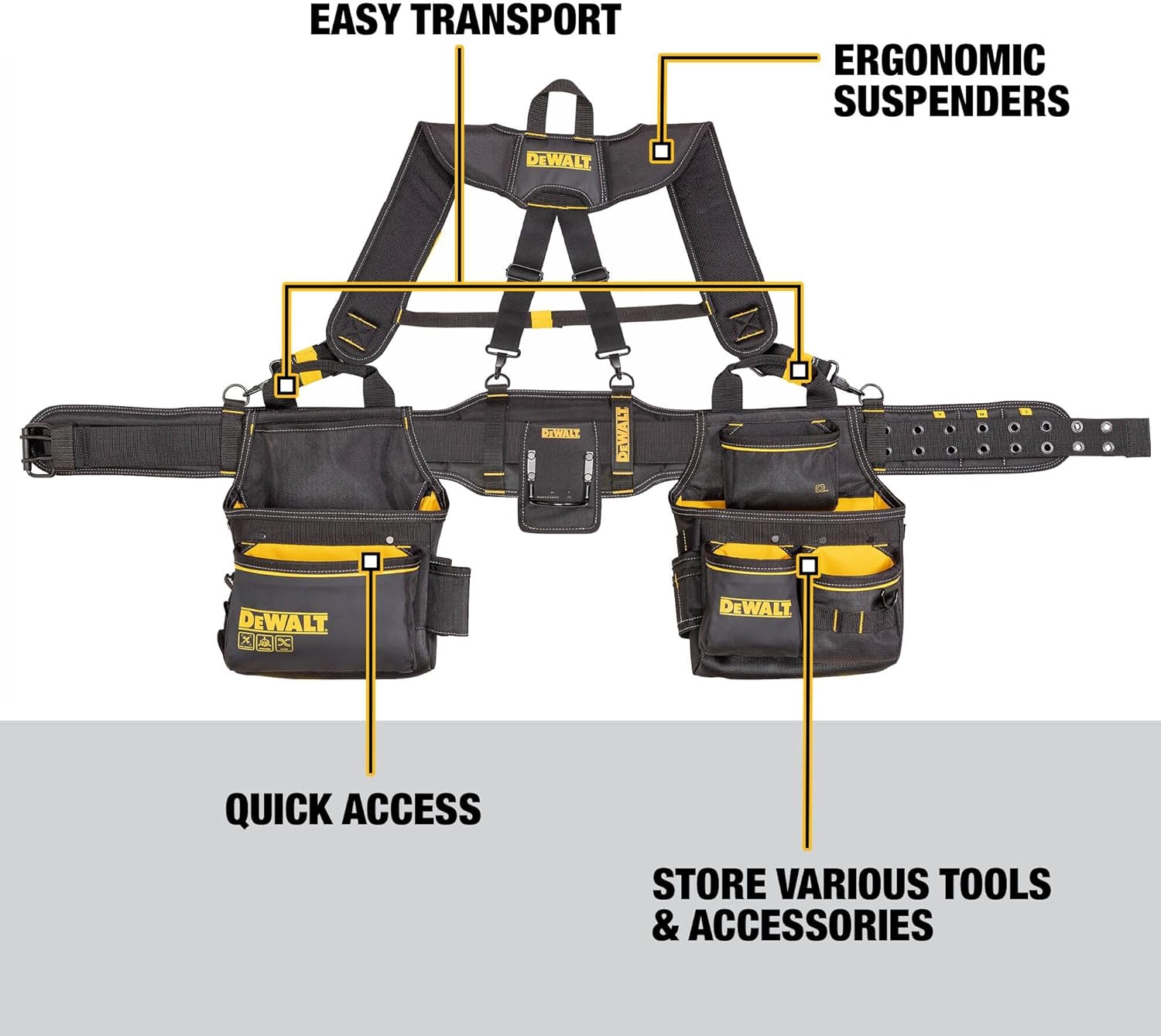 DEWALT Professional Tool Belt Organizer With Suspenders and 25 Pockets, Heavy Duty Construction (DWST540602)
