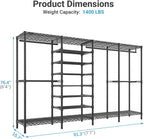 VIPEK S4 Heavy Duty Clothes Rack with Shoe Shelves Freestanding Clothing Rack with 6-Tier Shoe Rack, 4 Hanging Rod, Adjustable Shelf, Walk in Closet Organizer Garment Rack, Black