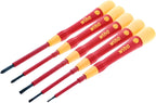 Wiha 32085 Insulated PicoFinish Precision Screwdriver Set, 5 Piece, Slotted & Phillips, 1000V VDE, Black Oxide