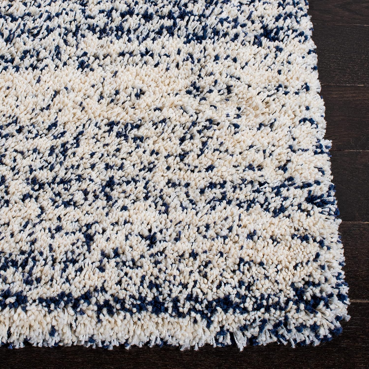 SAFAVIEH Hudson Shag Collection Area Rug - 9' x 12', Ivory & Navy, Modern Abstract Design, Non-Shedding & Easy Care, 2-inch Thick Ideal for High Traffic Areas in Living Room, Bedroom (SGH295A)