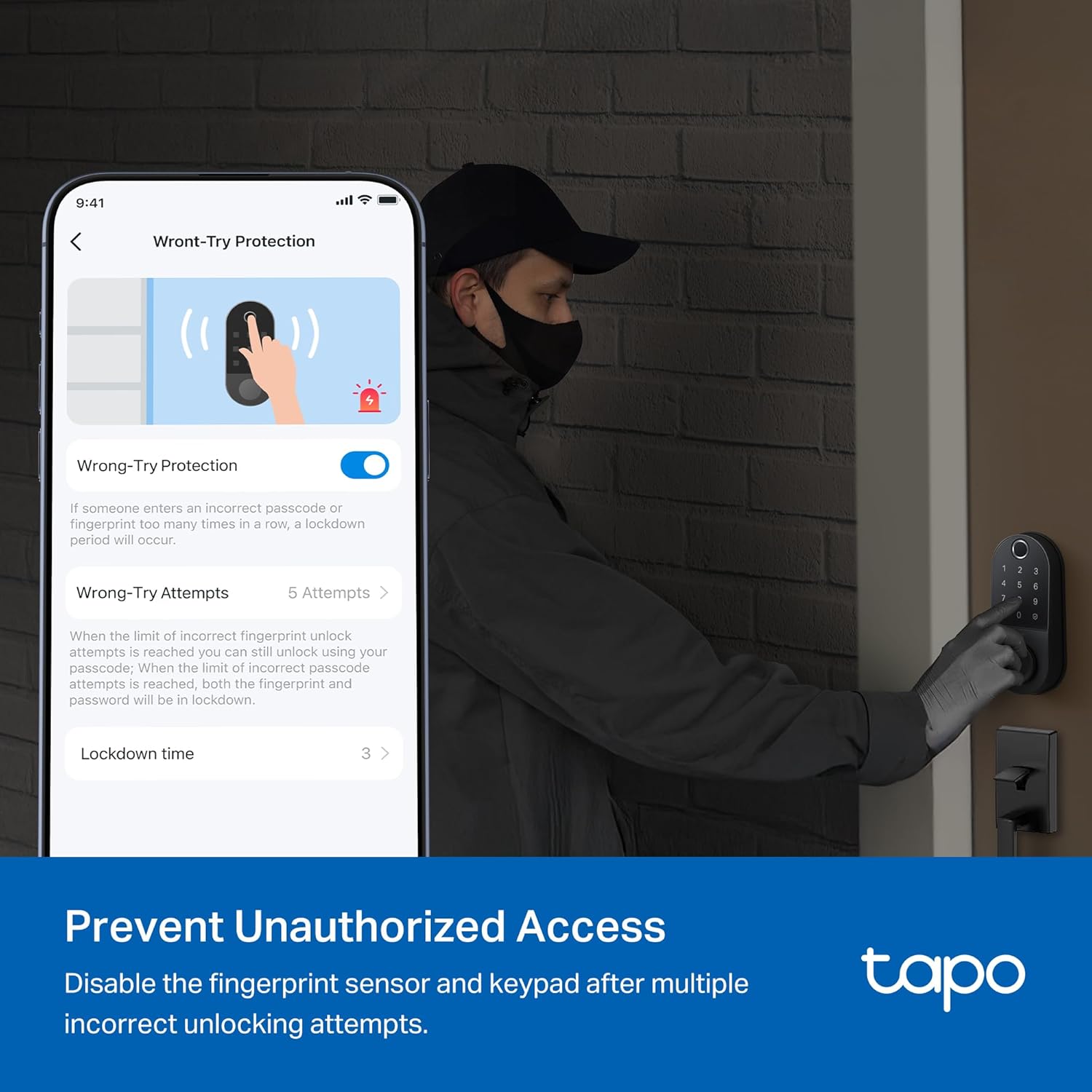 Tapo Smart Door Lock  Deadbolt | Keyless Entry  Fingerprint Recognition  Touchscreen Keypad & in-App Monitoring with Scheduled Access|1-Year Rechargeable Battery |BHMA Grade 2 | DL110