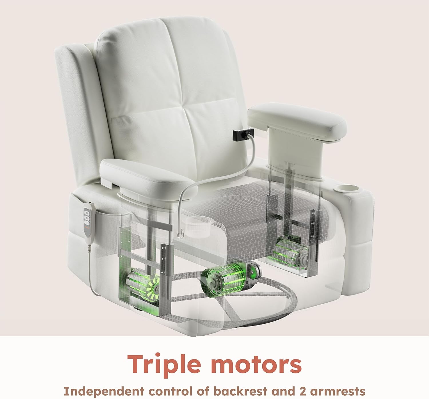 MAMAZING Lullapod Pro Oversized Rocking Chair Nursery with Adjustable Armrests, Electric Glider Nursing Chair for Breastfeeding, Power Swivel Recliner Chairs, Oeko-TEX & FSC Certified (Off White)