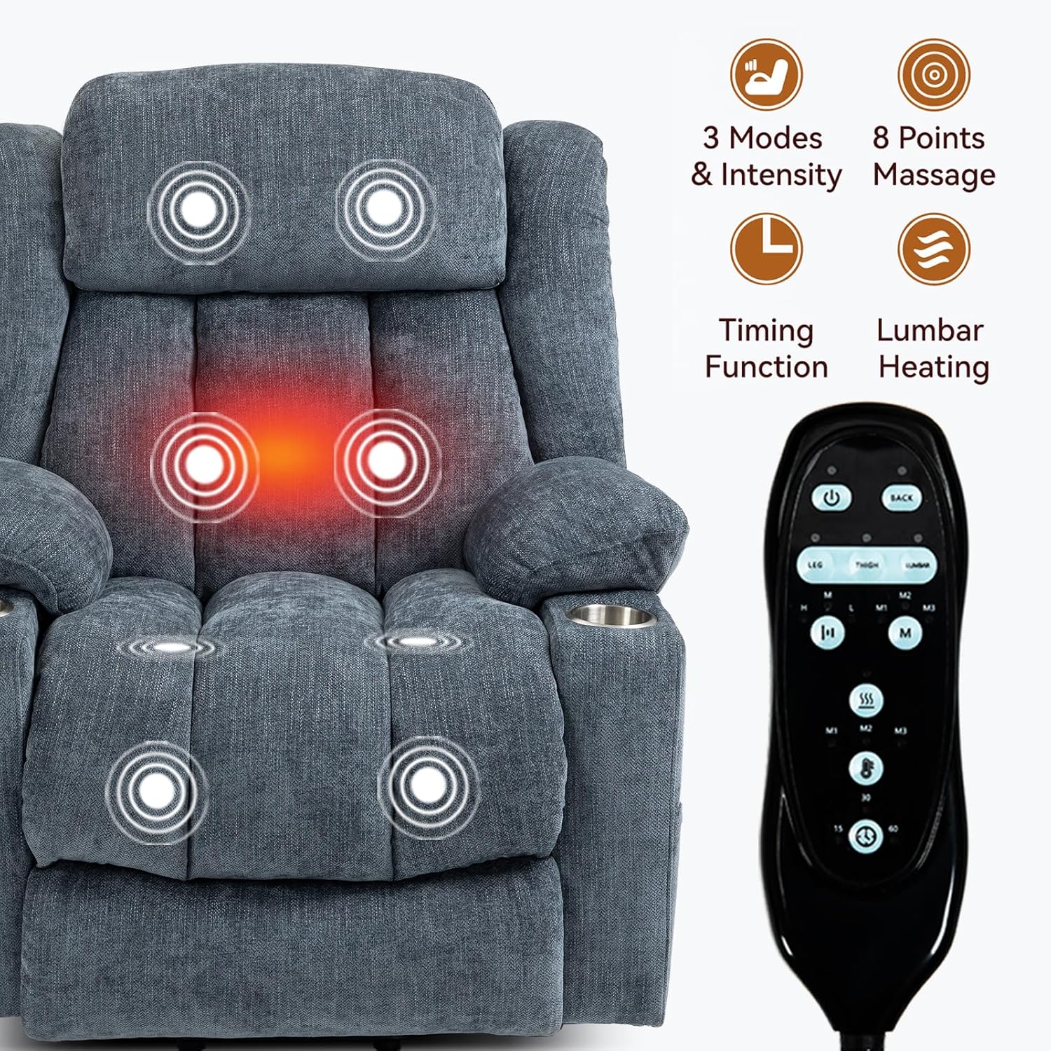 PELUMY Power Lift Recliner Chair for Elderly (Blue Gray)