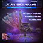 Homall Gaming Chair, Computer Chair with Footrest and Massage Lumbar Support, Ergonomic High Back Video Game Chair with Swivel Seat and Headrest (Dark Black)