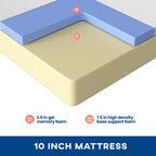 FDW | 10 Inch King Mattress | Medium Firm | Gel Memory Foam Mattress | White | Bed in a Box, CertiPUR-US Certified | Pressure Relief, Cooling Ventilated Foam | Washable Removable Cover