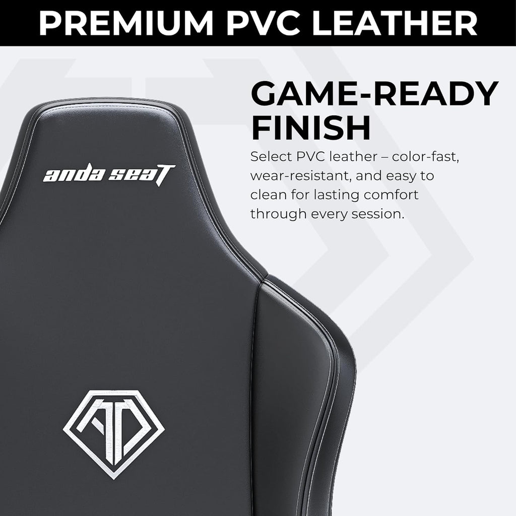 Anda Seat Novis Gaming Chair for Adults - Large Reclining Video Game Chairs, PVC Leather Ergonomic Office Chair, Heavy Duty Back Lumbar Support - Luxury Black Computer Chairs for Home & Work