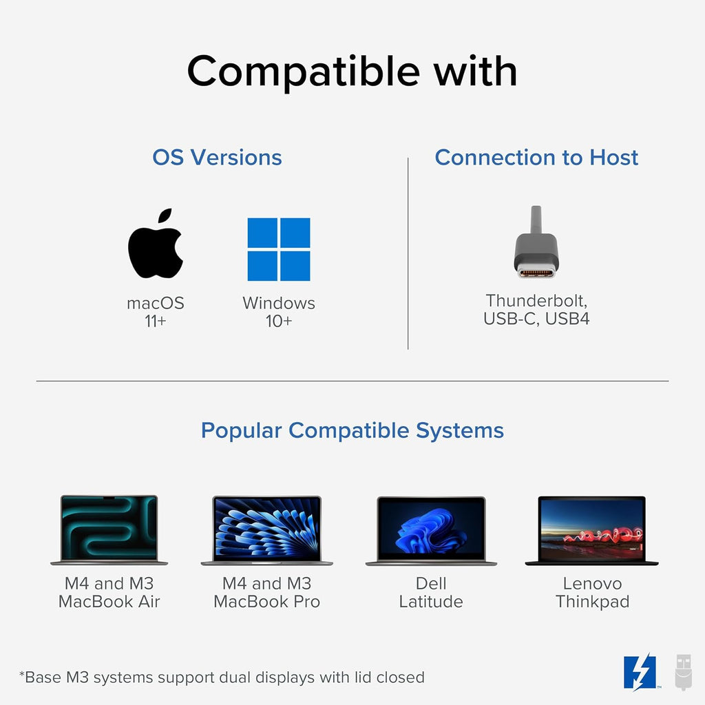 Plugable 16-in-1 Thunderbolt 4 Dock – Dual 4K Monitors for M4/M5 MacBook Air/Pro  100W Charging  2X HDMI  2X DisplayPort  2.5G Ethernet  7X USB  MicroSD/SD Card Reader  Windows & USB4 Compatible
