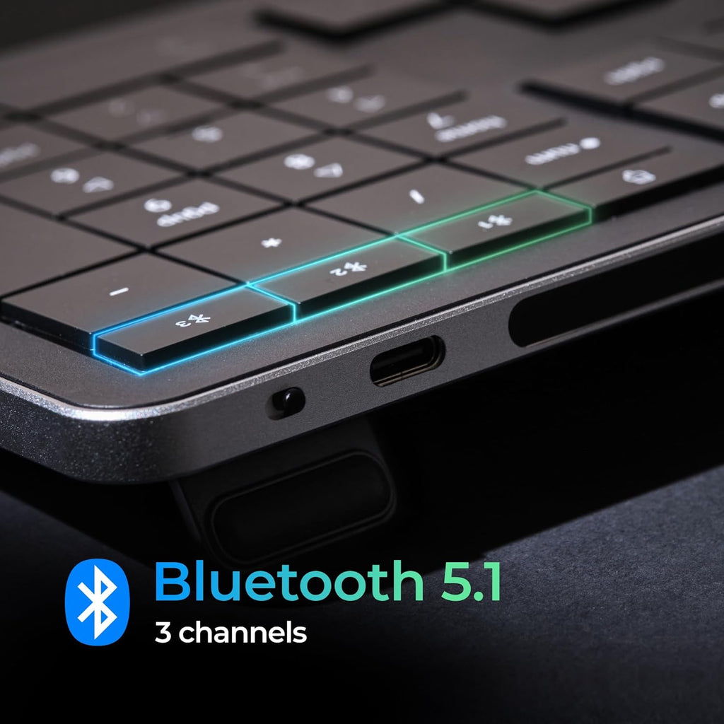 CLVX 1 Windows | Touch On Keys & Gestures AI Keyboard | Bluetooth & USB-C | Low Profile Silent Scissor Keys | Interactive RGB | Aluminum Chassis | Compatible with Windows/Linux/Android