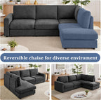 100“ L Shaped Couch with Reversible Chaise Sectional Sofa Corner Couches for Living Room,Apartment and Compact Spaces (Grey)