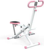 Squat Machine for Home Gym, Foldable Glute Trainer with Resistance Bands, Hip Thrust, Butt and Thigh Workout, Pink