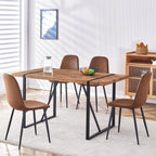 Dining Table Set for 4 .Dinner Table Set for 4 .55'' Kitchen Table and Suede Nap Fabic Chairs Set of 4, 5 Piece Dining Table Set for Kitchen Dining Room