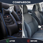 Car Seat Cover 6 Seats for Ford Explorer 2000-2025, Waterproof Durable Premium Leather Car Seat Protector, Comfortable Anti-Slip Stylish Sport Seat Cover(6 Seats Luxury,Black Blue)