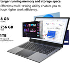 laptop 16-inch   8GB DDR 256GB SSD portable laptop computer  expandable to 1TB  Pentium quad-core CPU up to 2.64 GHz  9000mAh battery  interface  USB3.0 interface  dual-band WiFi  webcam  slim laptops