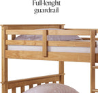 Solid Wood Twin Over Twin Bunk Bed with Ladder and Safety Rails – Durable Pine Wood Kids Bed Frame, Available in White, Grey, and Honey Finishes