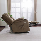 MCombo Large Power Lift Recliner Chair Sofa with Massage and Heat for Big and Tall Elderly People, 3 Positions, Cup Holders, and USB Ports, Fabric 7549 (Large, Brown)