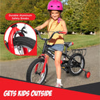 MW Sports 16 inch Kids Bike with Removable Training Wheels, Hand Brakes and Back Relay Rack for Ages 4-6 Years.