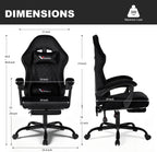Velvet Gaming Chair for Adults with Pocket Spring Cushion Seat,Soft Gaming Chair Fabric with Extendable Footrest, Swivel Recliner with Ergonomic Lumbar Support and Headrest for Home/Office(Black)