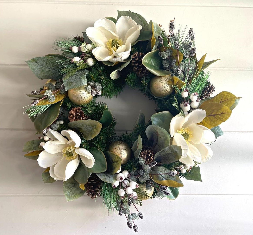 Good Tidings To You - Wreath - Holiday Florals, Large-size Faux Floral Arrangement, Premium Artificial Indoor Flower Display with Beautiful Blooms and Foliage - Artificial Plants & Flowers