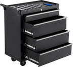 Heavy-Duty Rolling Tool Chest with 4 Lockable Drawers, Featuring a Sturdy Metal Cabinet and Smooth-Wheeling Mobility, Includes Protective Drawer Liners for Secure Storage