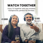 Avantree Duet - Dual Wireless Headphones for TV Watching  Clear Voice & Loud Volume for Seniors and the Hard of Hearing  Easy Plug & Play Setup  with 2.4GHz RF Transmitter & Charging Dock