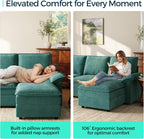 LINSY HOME Cloud Couch Modular Sectional, 115" U Shaped Sofa Couches with Double Chaise, Chenille 4 Seater Sofa Set for Living Room, Apartment, Office, Green