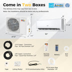 COSTWAY 12,000 BTU Mini Split Air Conditioner, with Heat Pump, Energy Star, 21 SEER2 Inverter, 24H Timer, Auto Clean, Remote Control for Rooms up to 750 Sq.Ft, 208-230V (Airtural Series)