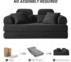 79" Boneless Couch with High Backrest Headrest, Comfy Modular Foldable Floor Sleeper Sofa, 5-in-1 Convertible Sofa Bed for Living Room, Bedroom, Lounge, Studio, Black