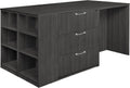 Romig Regency Legacy Stand Up 2 Lateral File/2 Desk Quad with Bookcase End  Ash Grey
