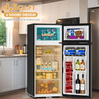 Manastin 4.5 Cu.Ft Mini Fridge with Freezer, Small Fridge with 2 Doors for Office, Kitchen, Dorm and Bedroom, Mini Refrigerator with Adjustable Shelves (Silver)