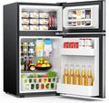 EUHOMY Mini Fridge with Freezer, 3.2 Cu.Ft Mini Refrigerator fridge, 2 door For Bedroom/Dorm/Office/Apartment - Food Storage or Cooling drinks, Silver