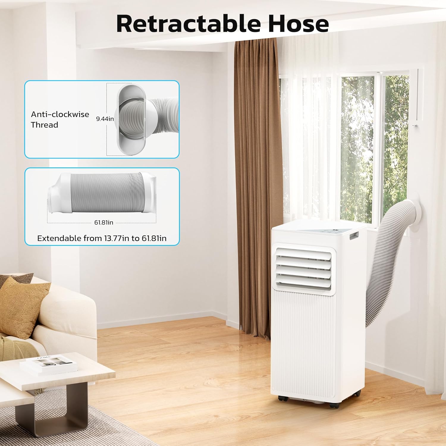 10000 BTU Portable Air Conditioners for Rooms up to 550 Sq Ft, 4 Modes Portable AC Unit with Cool/Fan/Dehumidifier/Sleep, Remote Control & 24H Timer, Energy Saving for Bedroom, Apartments