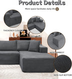 Cloud Sectional Couch, 105” Fluffy Modular L-Shape Sofa with Left Chaise Lounge, Modular Sectional Sofa in a Box, Boneless Couch for Living Room, No Assembly Required, Flannel Gray
