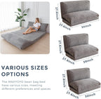 MAXYOYO Folding Sofa Bed, Floor Sofa Convertible Sleeper Chair with Washable Cover, Floor Couch Lounge Bean Bag Chair Bed for Living Room, Grey, 30x95 Inch
