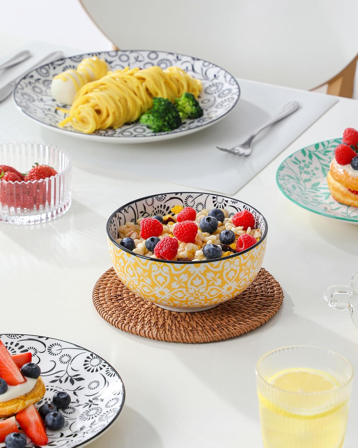 vancasso SELENE Plates and Bowls Set for 6, 18 Pieces Dinnerware Sets, Mircowave and Dishwasher Safe Dishes Set, Porcelain Muted Dinnerware