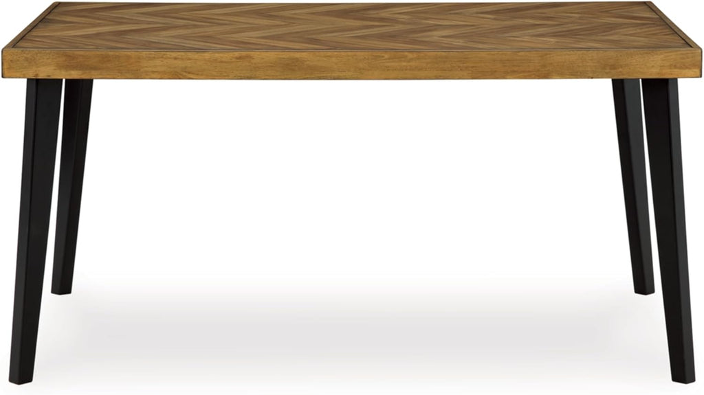 Signature Design by Ashley Blondon Rectangular Dining Room Table Set with 6 Chairs, Chevron Pattern, Tapered Legs, Seats 6, Wood, 60" Long, Brown & Black
