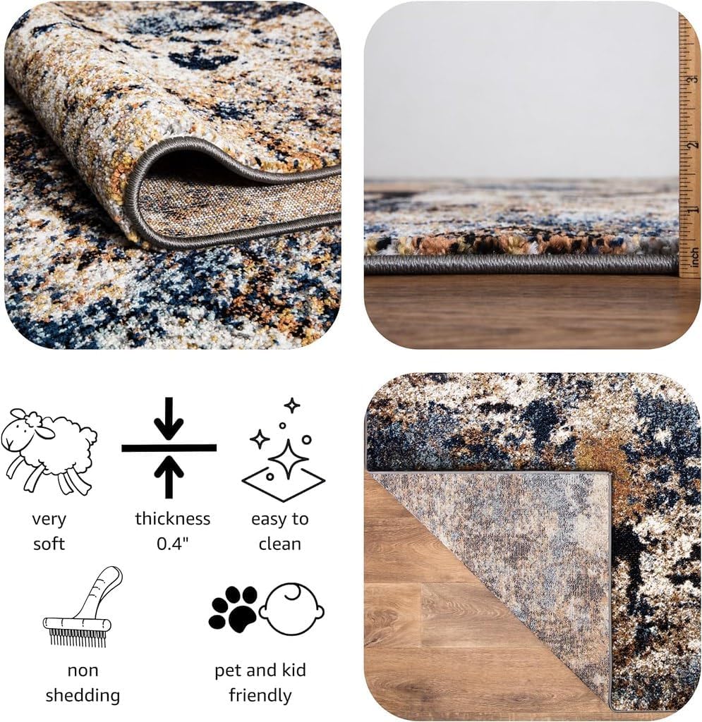 Keen Home Design Area Rugs - 12x15 Non-Shedding, Abstract Rugs for Kitchen, Living Room, Bedroom, Dining Room, Entryway - Size: 12' x 15', Multi