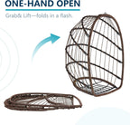 LEYCAY Hanging Egg Chair with Stand, Outdoor Indoor Swing Egg Chair with Cushion, Wicker Hammock for Patio, Bedroom 350 LBS Capacity-Brown