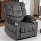 Power Lift Recliner Chair for Elderly, Velvet Recliner with Massage and Heat, Lazy Boy Power Recliner Lay Flat 160° Cup Holders for Living Room