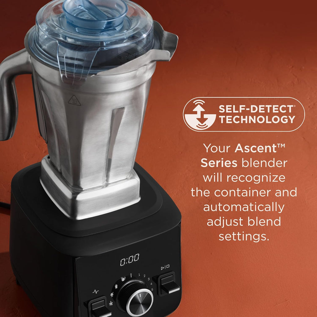 Vitamix 48-Ounce Stainless-Steel Blender Container with SELF-DETECT, Dishwasher-Safe, BPA-Free Clear Lid, Laser-Cut Stainless-Steel Blades, Compatible with All Full-Size Vitamix Blenders