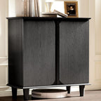 Sideboard Buffet Cabinet with Storage, Modern Black Freestanding Kitchen Cabinet with Raised Legs and Smooth Paint Finish, Curved Edge Accent Table for Living Room, Entryway, Dining Room