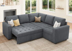 HONBAY Modular Sectional Sleeper Sofa with Pull Out Couch Bed, L Shaped Couch with Storage Seat, Sectional Couches for Living Room,Bluish Grey
